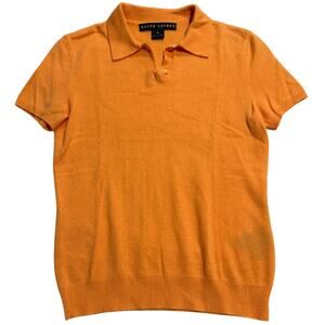 Ralph Lauren Black Label Polo Cashmere Sweater Short Sleeve Womens Medium Orange
